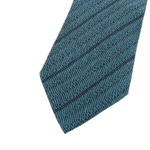 Valentino Cravatte Silk Tie Men’s 58” Teal Black Stripe Abstract Classic New